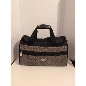 Vtg. Pierre Cardin Tweed Chevron Design Travel Overnight Weekender Bag